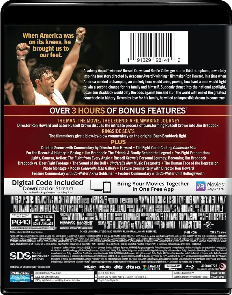 Cinderella Man 20th Anniversary 4K Blu-ray Arrives Sept 16 from Universal 0