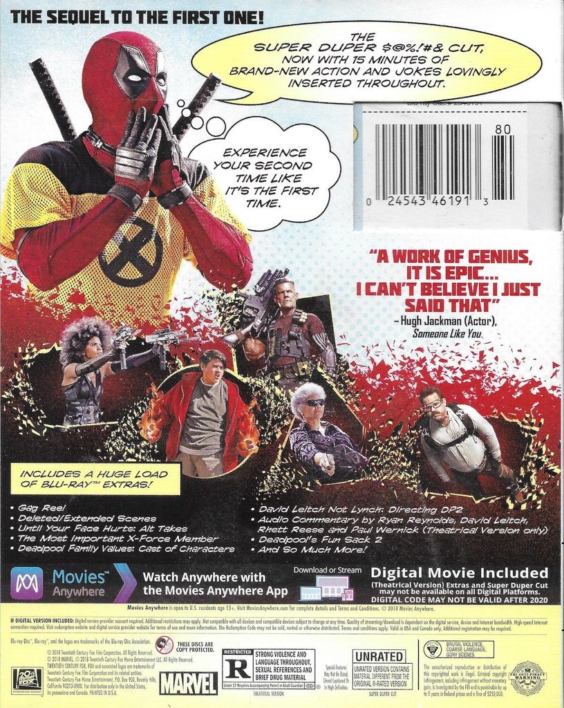Deadpool 2 Blu-ray Slip Back Cover