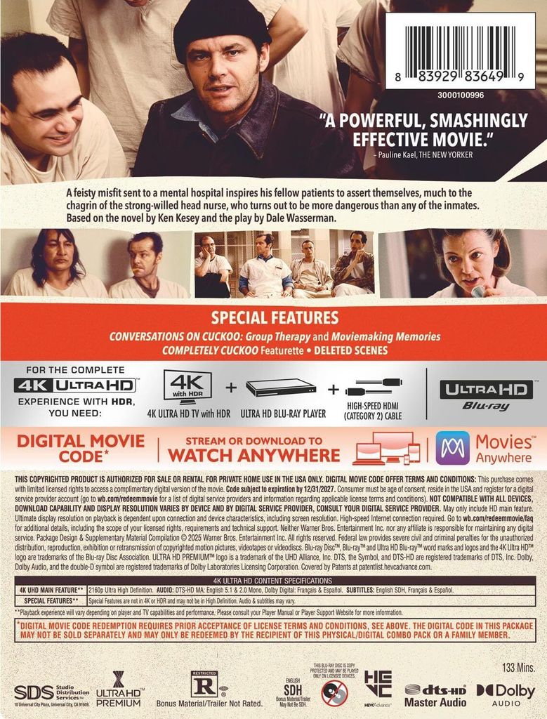 One Flew Over the Cuckoo's Nest 4K Blu-ray Arrives Nov 11 — Warner 1