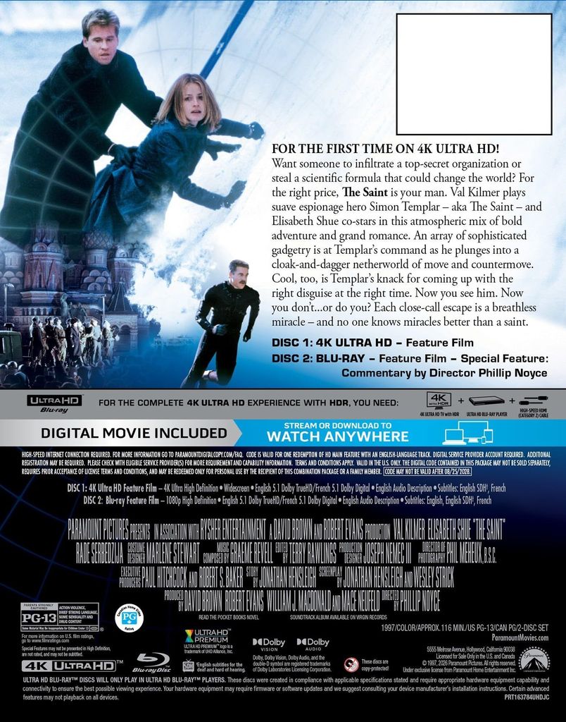 The Saint Debuts on 4K Blu-ray with a SteelBook from Paramount on