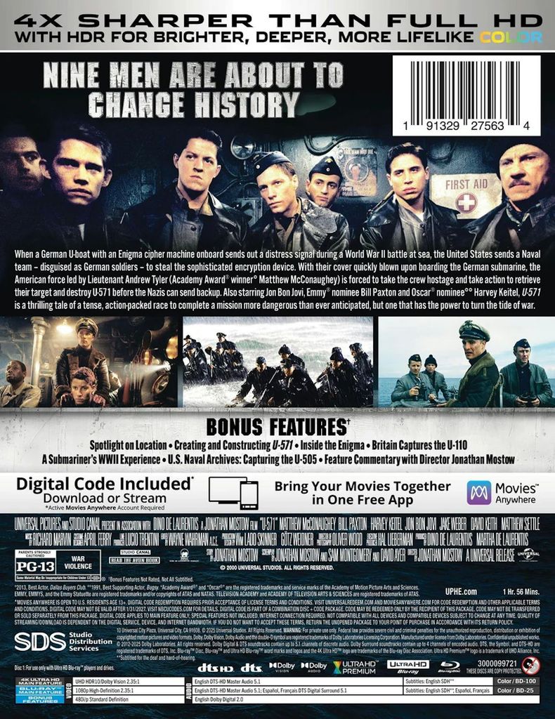 U-571 25th Anniversary 4K Blu-ray Arrives Nov 11 from Universal 1