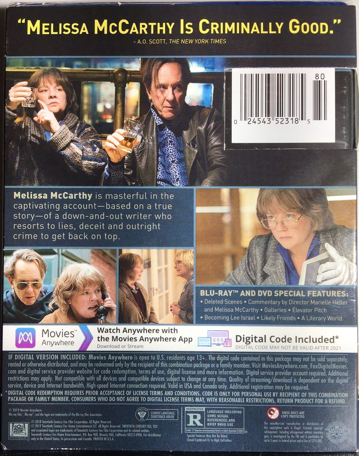 Can You Ever Forgive Me? Blu-ray Slip Back Cover