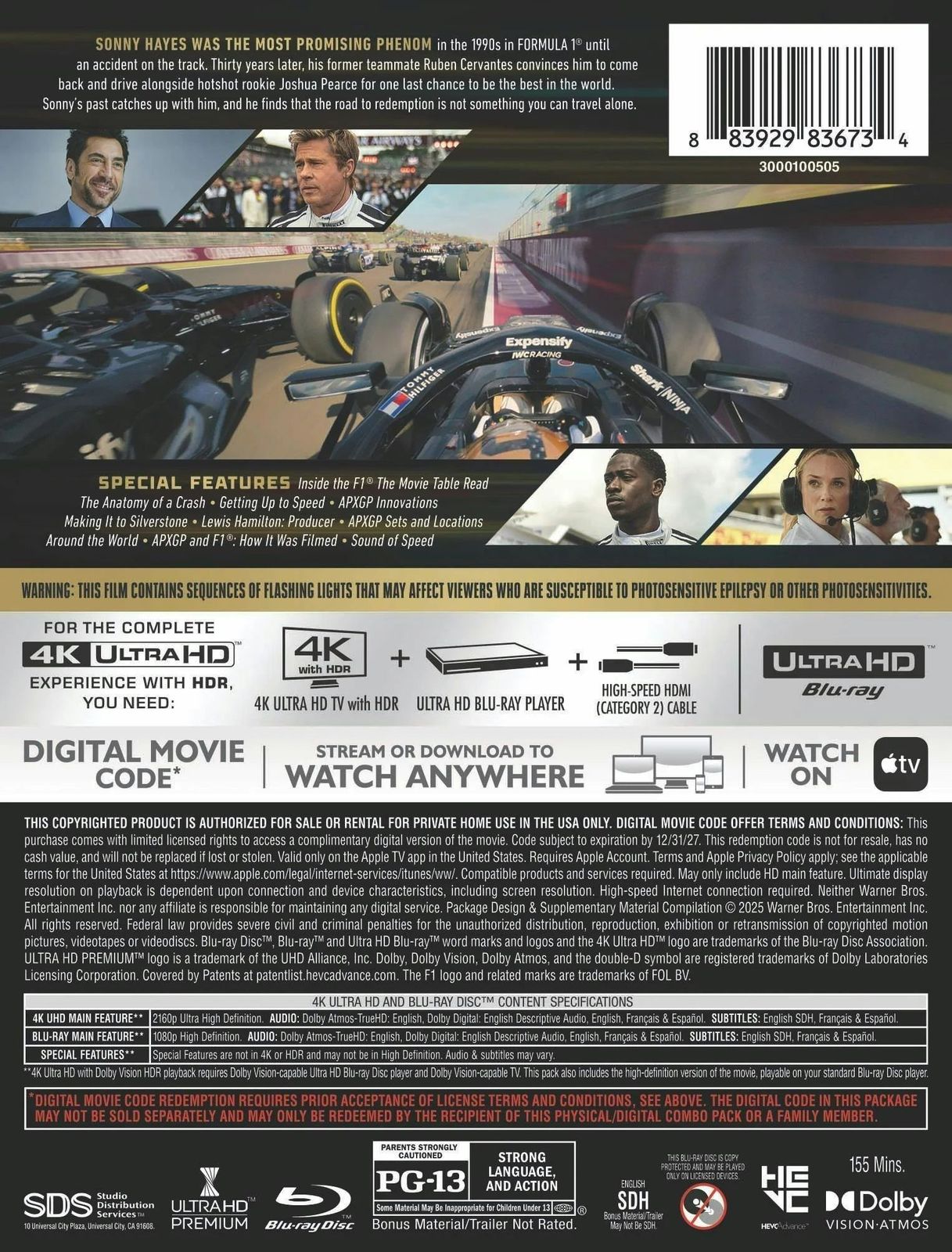 F1: The Movie 4K Blu-ray Arrives October 7 from Warner 1
