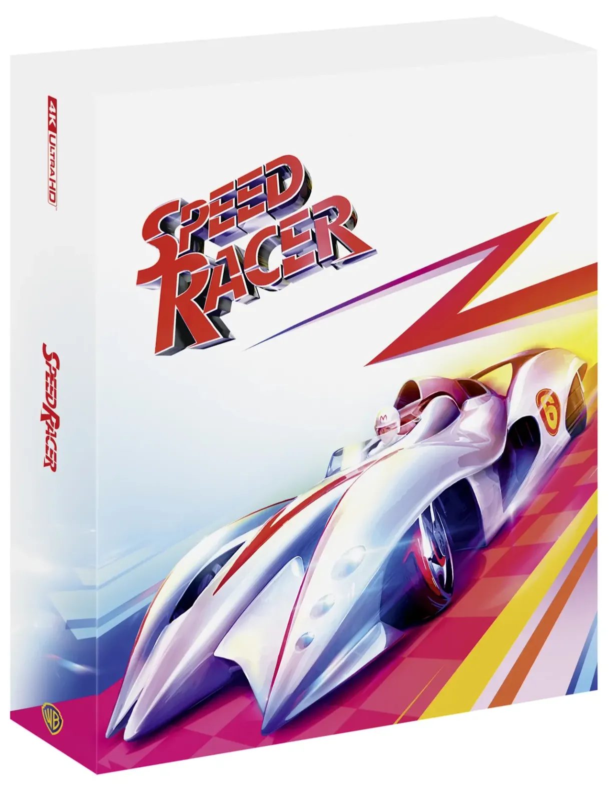 Speed Racer (2008) 4K Blu-ray cover with illustrated white Mach 5 race ...