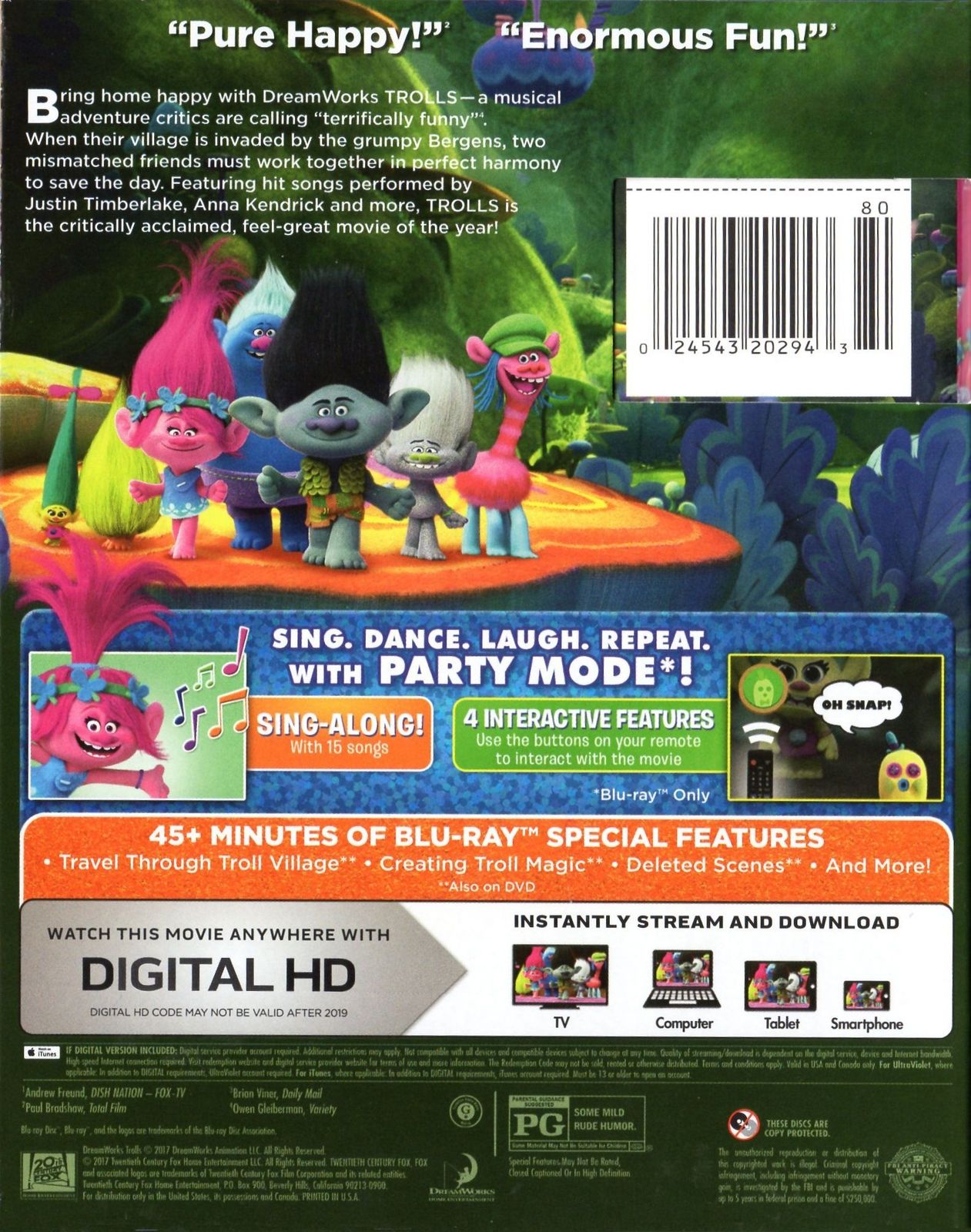 Trolls Blu-ray Slip Back Cover
