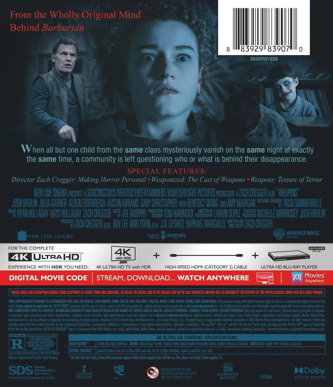 Weapons 4K UHD + Blu-ray Arrives October 14 from Warner 0