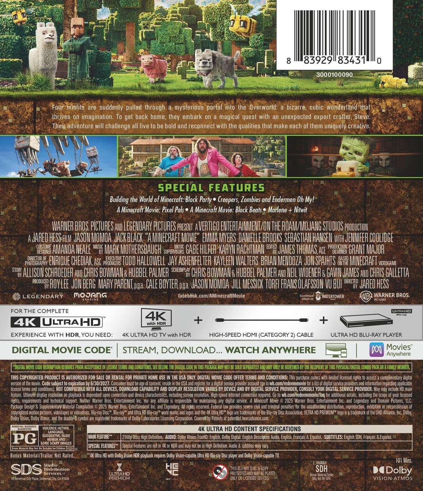 A Minecraft Movie 4K UHD Blu-ray Slip Back