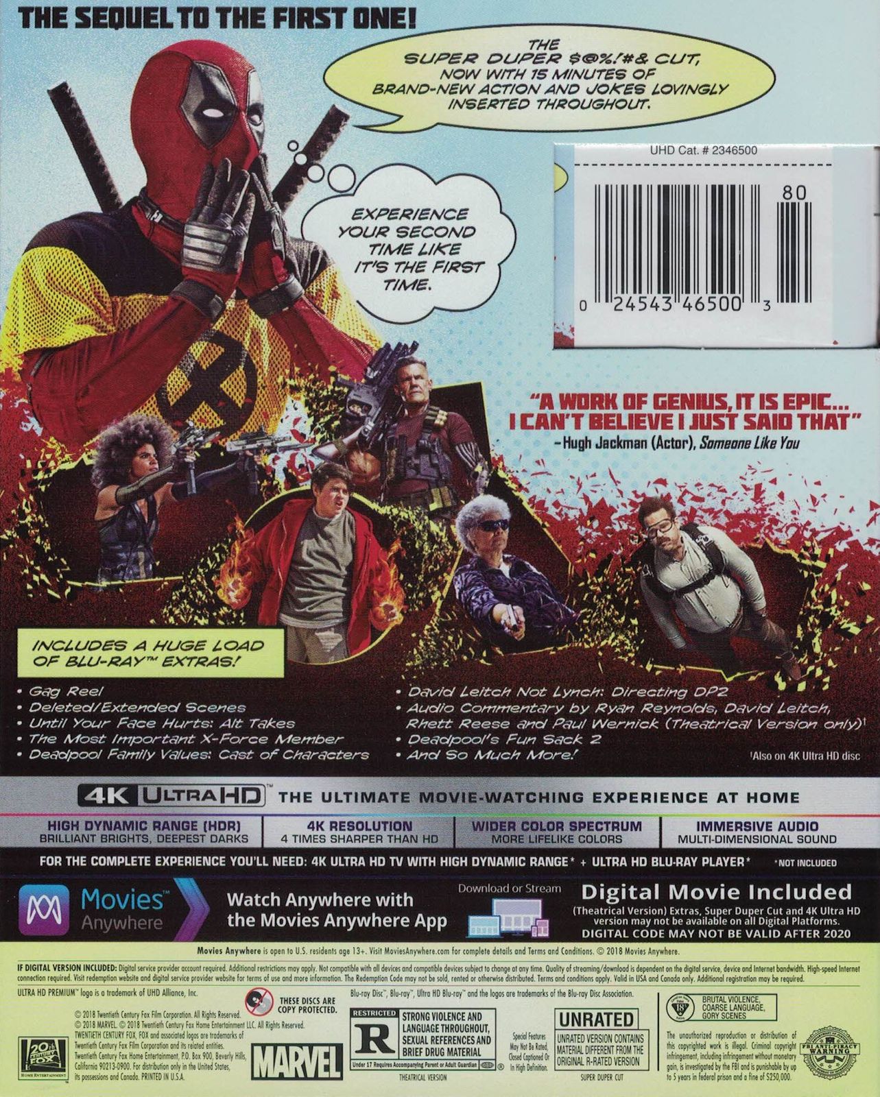Deadpool 2 4K UHD Blu-ray Slip Back Cover